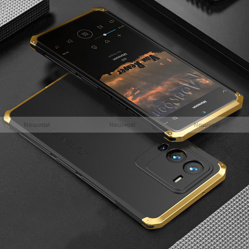 Luxury Aluminum Metal Cover Case 360 Degrees for Vivo V25 Pro 5G Gold and Black