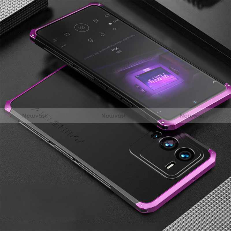 Luxury Aluminum Metal Cover Case 360 Degrees for Vivo V25 Pro 5G Purple