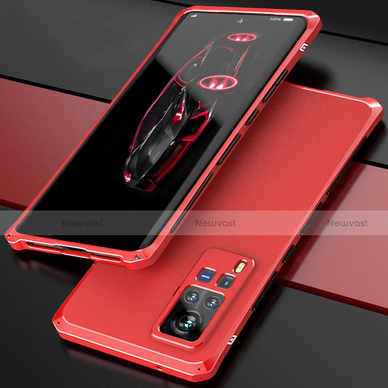 Luxury Aluminum Metal Cover Case 360 Degrees for Vivo X60 Pro 5G Red