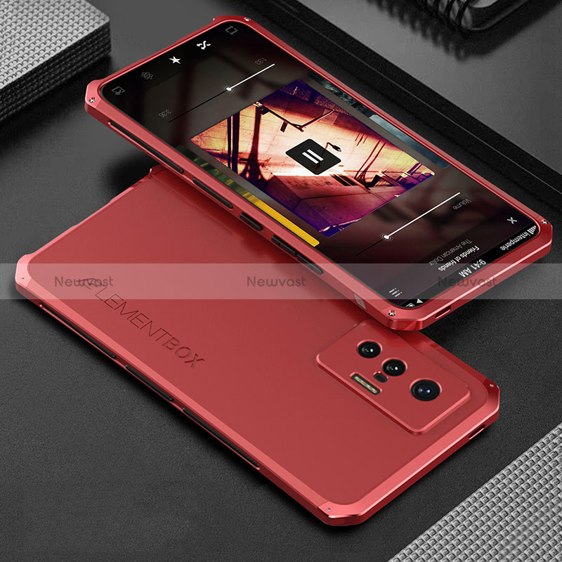 Luxury Aluminum Metal Cover Case 360 Degrees for Vivo X70 5G Red