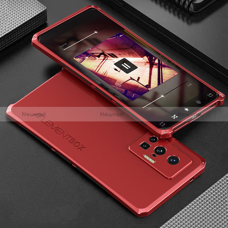 Luxury Aluminum Metal Cover Case 360 Degrees for Vivo X70 Pro 5G Red