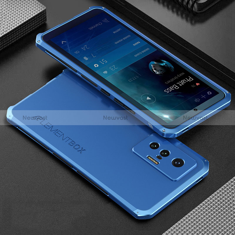 Luxury Aluminum Metal Cover Case 360 Degrees for Vivo X70t Blue