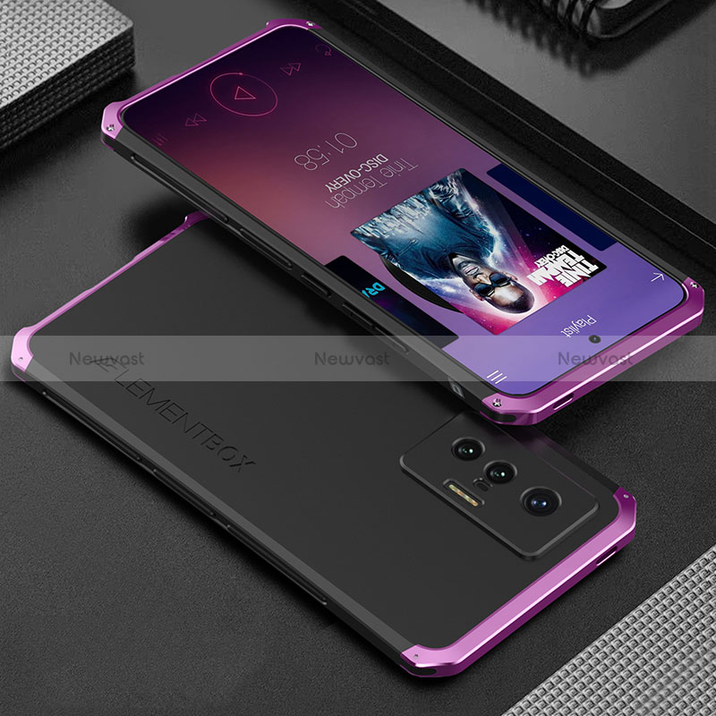 Luxury Aluminum Metal Cover Case 360 Degrees for Vivo X70t Purple