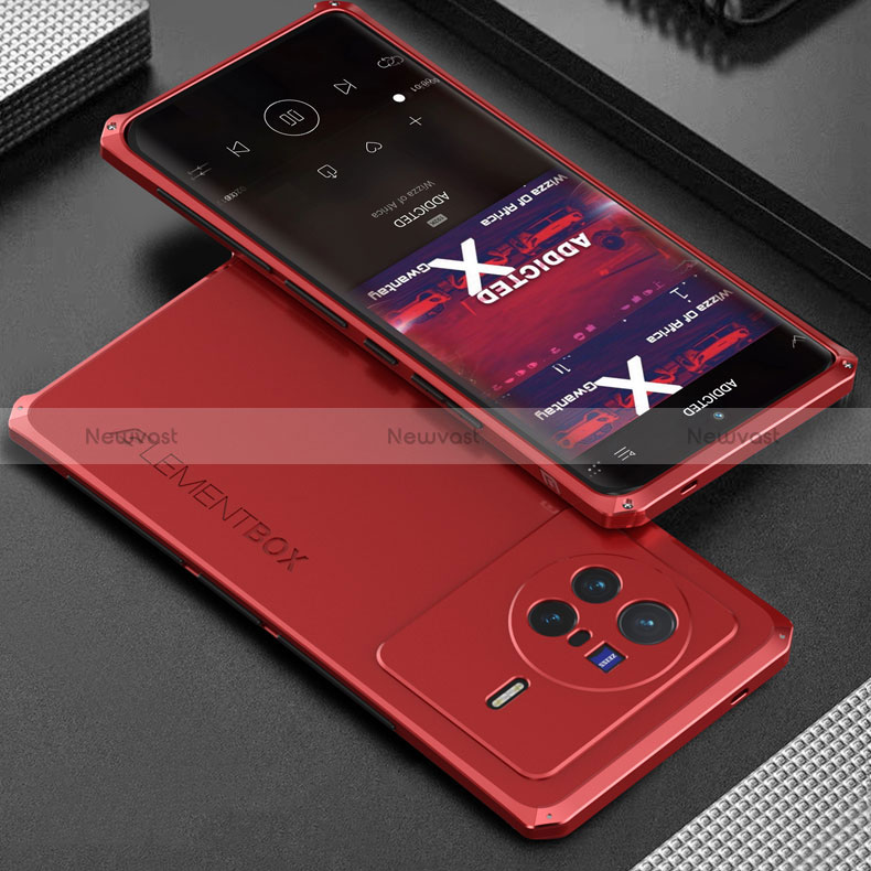 Luxury Aluminum Metal Cover Case 360 Degrees for Vivo X80 5G Red