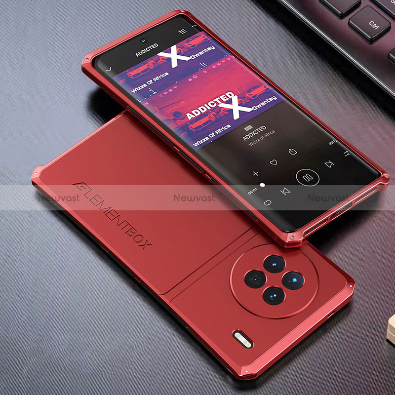 Luxury Aluminum Metal Cover Case 360 Degrees for Vivo X90 5G Red