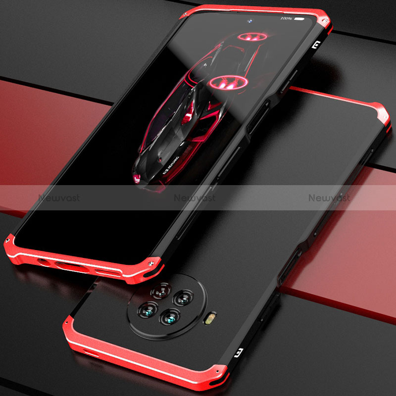 Luxury Aluminum Metal Cover Case 360 Degrees for Xiaomi Mi 10i 5G Red and Black