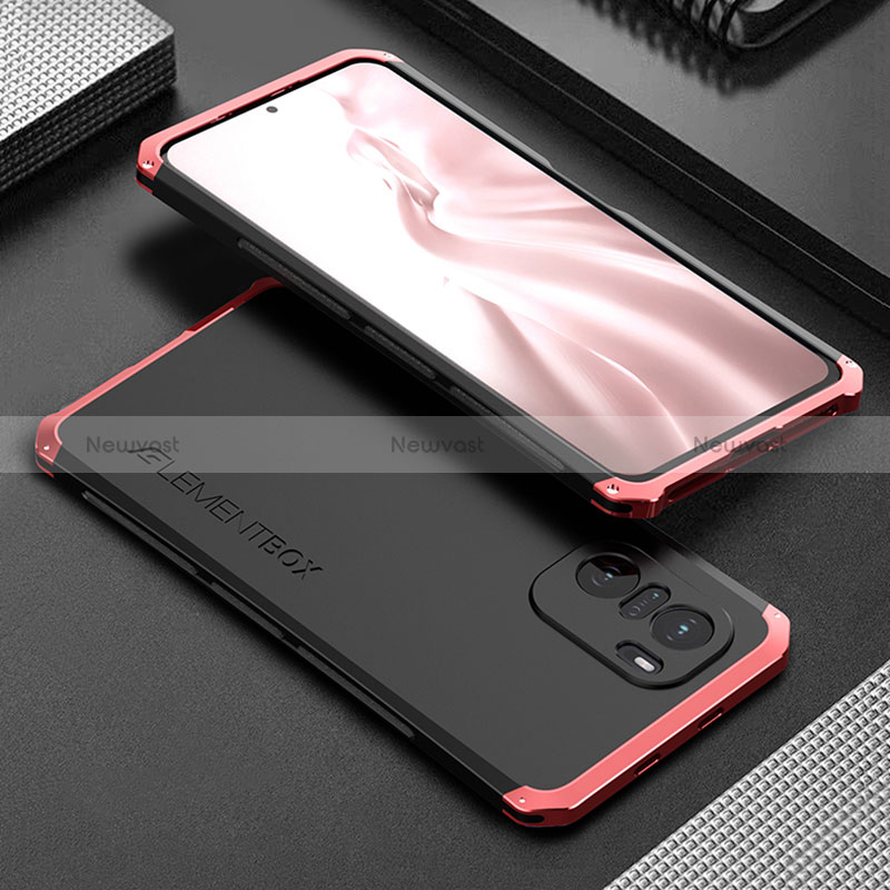 Luxury Aluminum Metal Cover Case 360 Degrees for Xiaomi Mi 11X 5G Red and Black