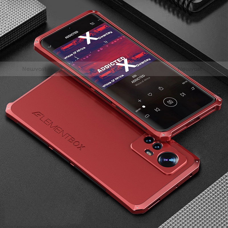 Luxury Aluminum Metal Cover Case 360 Degrees for Xiaomi Mi 12X 5G Red