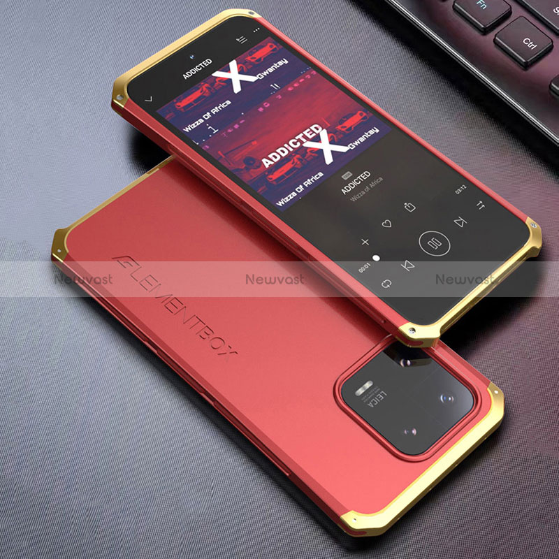 Luxury Aluminum Metal Cover Case 360 Degrees for Xiaomi Mi 13 Pro 5G Gold and Red