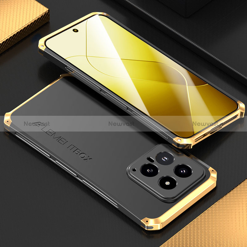 Luxury Aluminum Metal Cover Case 360 Degrees for Xiaomi Mi 14 5G Gold and Black