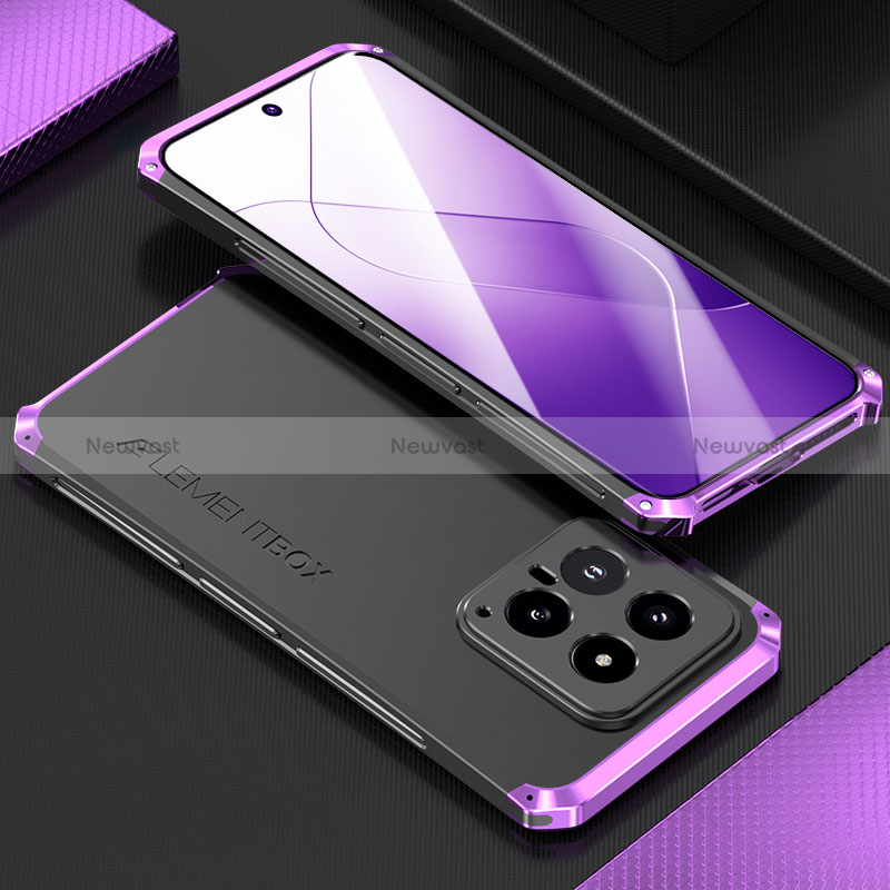 Luxury Aluminum Metal Cover Case 360 Degrees for Xiaomi Mi 14 Pro 5G Purple