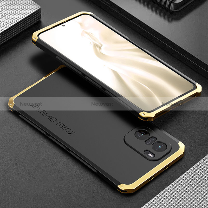 Luxury Aluminum Metal Cover Case 360 Degrees for Xiaomi Poco F3 5G Gold and Black
