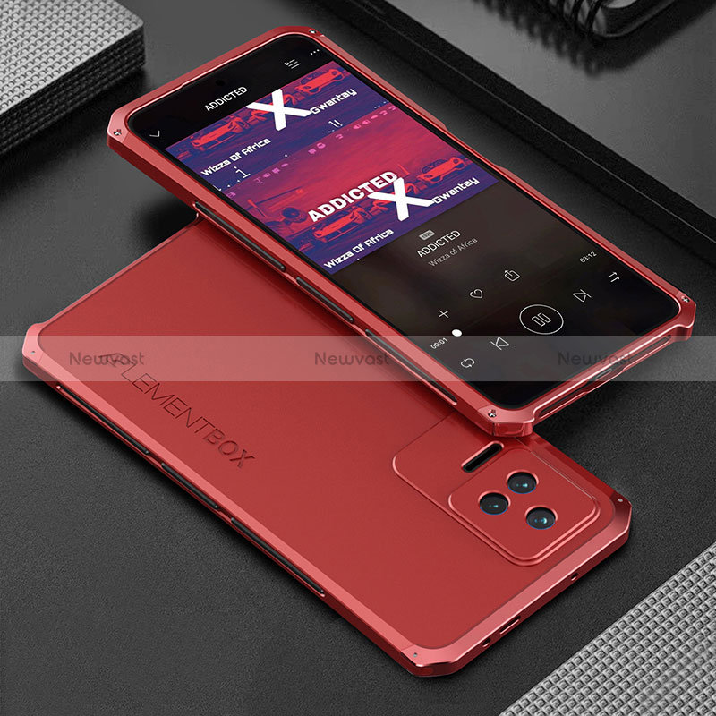 Luxury Aluminum Metal Cover Case 360 Degrees for Xiaomi Poco F4 5G Red