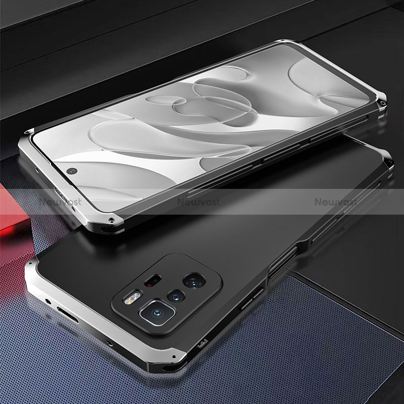 Luxury Aluminum Metal Cover Case 360 Degrees for Xiaomi Poco X3 GT 5G Silver and Black