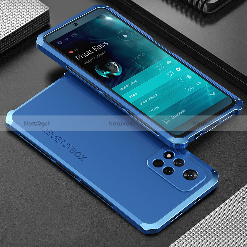 Luxury Aluminum Metal Cover Case 360 Degrees for Xiaomi Poco X4 NFC Blue