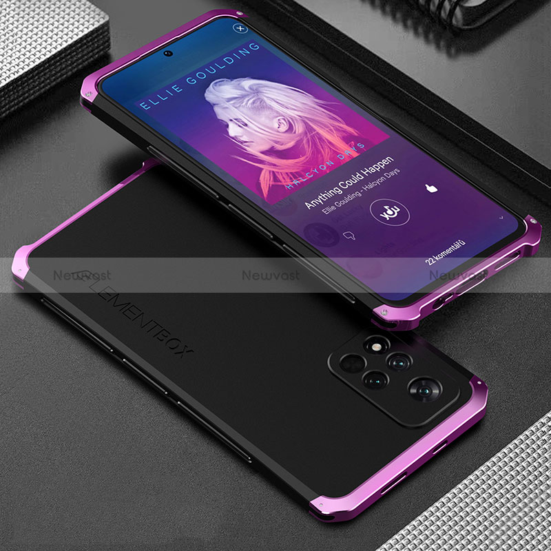 Luxury Aluminum Metal Cover Case 360 Degrees for Xiaomi Poco X4 NFC Purple