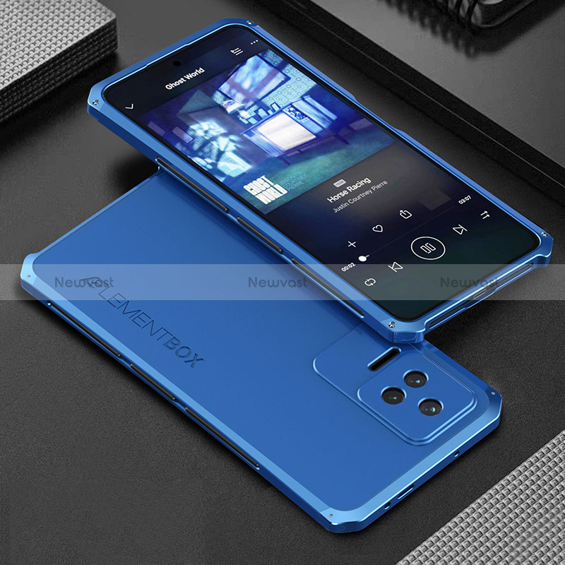 Luxury Aluminum Metal Cover Case 360 Degrees for Xiaomi Redmi K40S 5G Blue