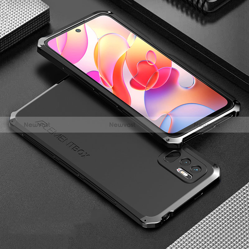 Luxury Aluminum Metal Cover Case 360 Degrees for Xiaomi Redmi Note 10 JE 5G Black