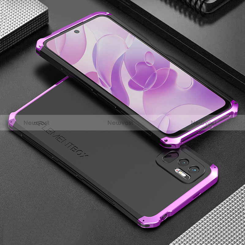 Luxury Aluminum Metal Cover Case 360 Degrees for Xiaomi Redmi Note 10 JE 5G Purple