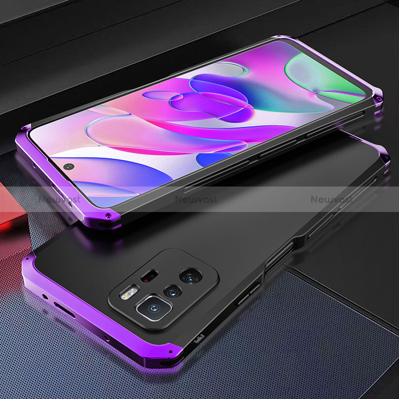 Luxury Aluminum Metal Cover Case 360 Degrees for Xiaomi Redmi Note 10 Pro 5G Purple