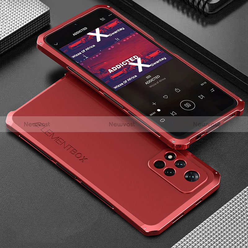 Luxury Aluminum Metal Cover Case 360 Degrees for Xiaomi Redmi Note 11 Pro+ Plus 5G Red