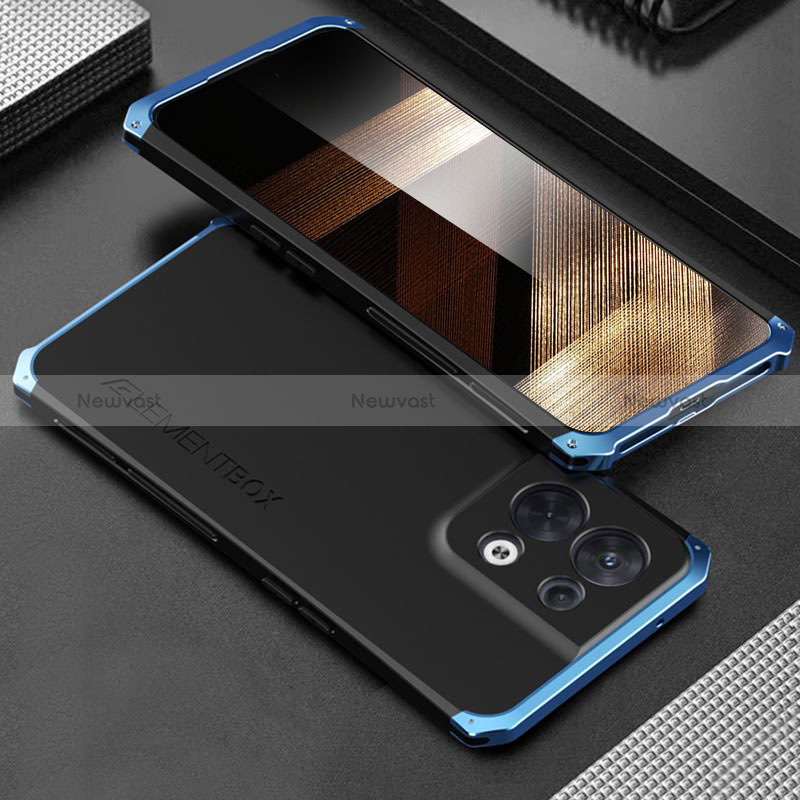 Luxury Aluminum Metal Cover Case 360 Degrees for Xiaomi Redmi Note 13 5G Blue and Black