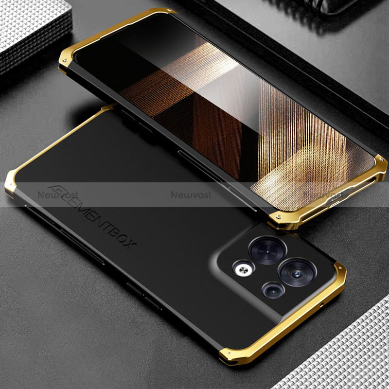 Luxury Aluminum Metal Cover Case 360 Degrees for Xiaomi Redmi Note 13 5G Gold and Black