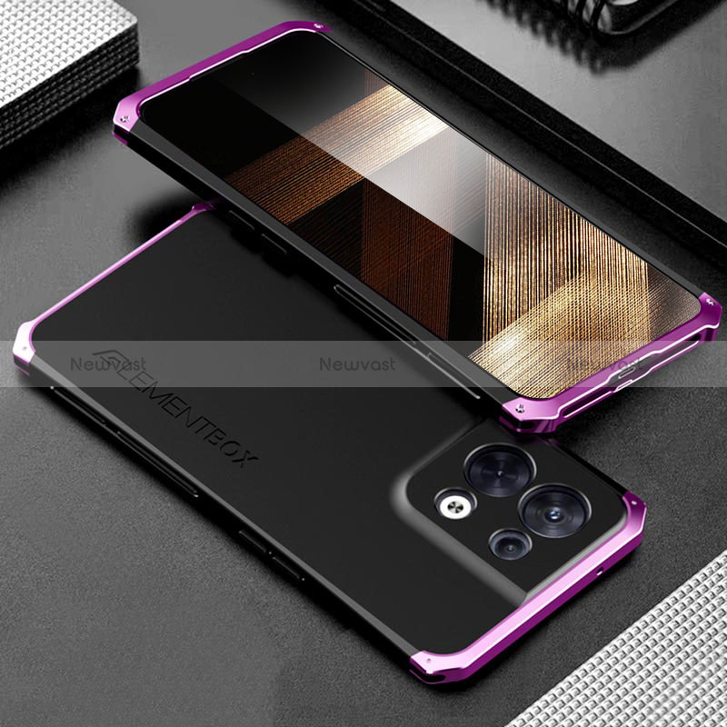 Luxury Aluminum Metal Cover Case 360 Degrees for Xiaomi Redmi Note 13 5G Purple