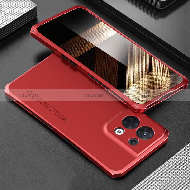 Luxury Aluminum Metal Cover Case 360 Degrees for Xiaomi Redmi Note 13 5G Red