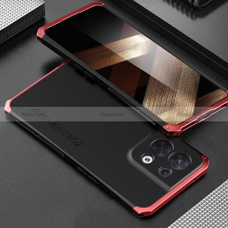 Luxury Aluminum Metal Cover Case 360 Degrees for Xiaomi Redmi Note 13 5G Red and Black