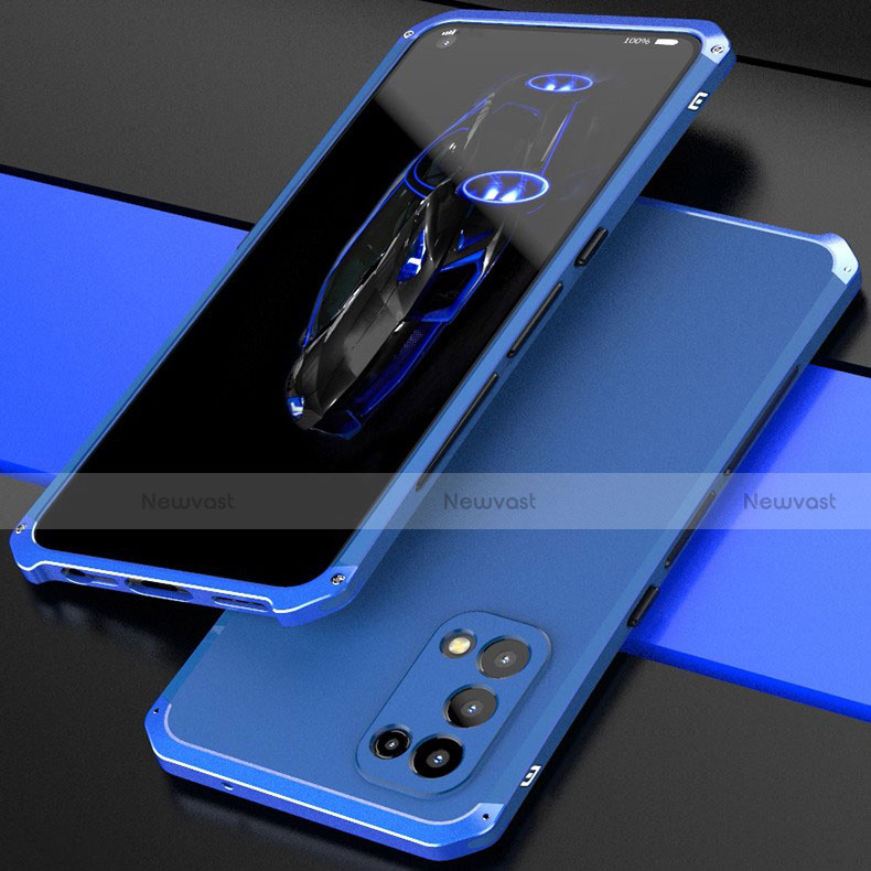 Luxury Aluminum Metal Cover Case 360 Degrees M01 for Oppo Reno5 5G Blue