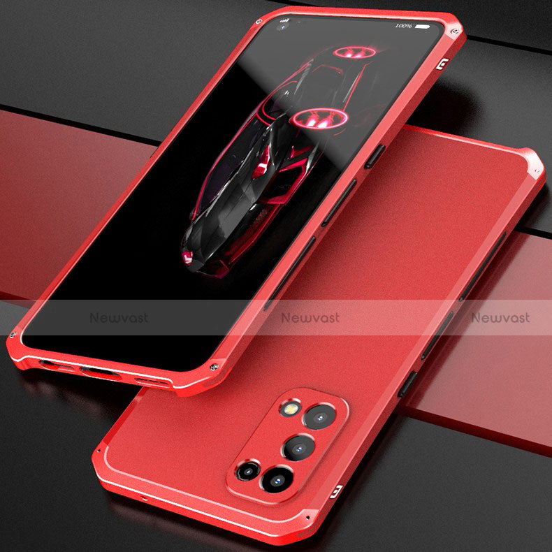 Luxury Aluminum Metal Cover Case 360 Degrees M01 for Oppo Reno5 5G Red