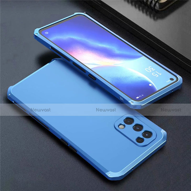 Luxury Aluminum Metal Cover Case 360 Degrees M02 for Oppo Find X3 Lite 5G Blue