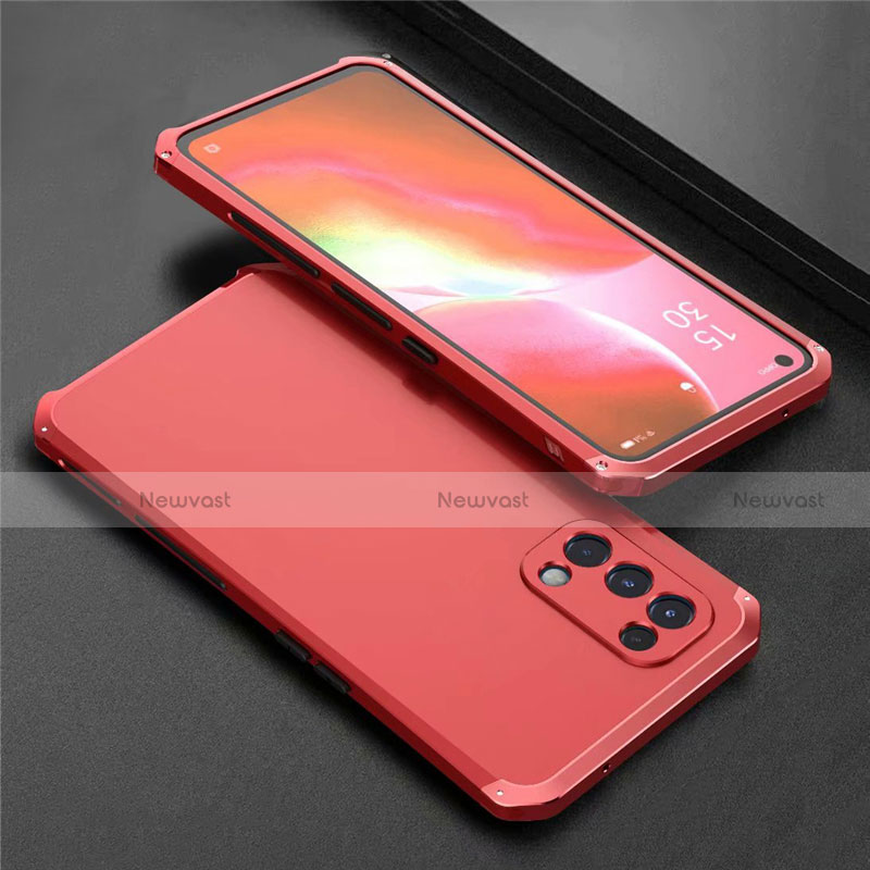 Luxury Aluminum Metal Cover Case 360 Degrees M02 for Oppo Find X3 Lite 5G Red