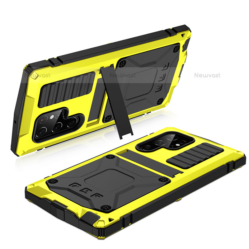 Luxury Aluminum Metal Cover Case 360 Degrees M05 for Samsung Galaxy S21 Ultra 5G Yellow