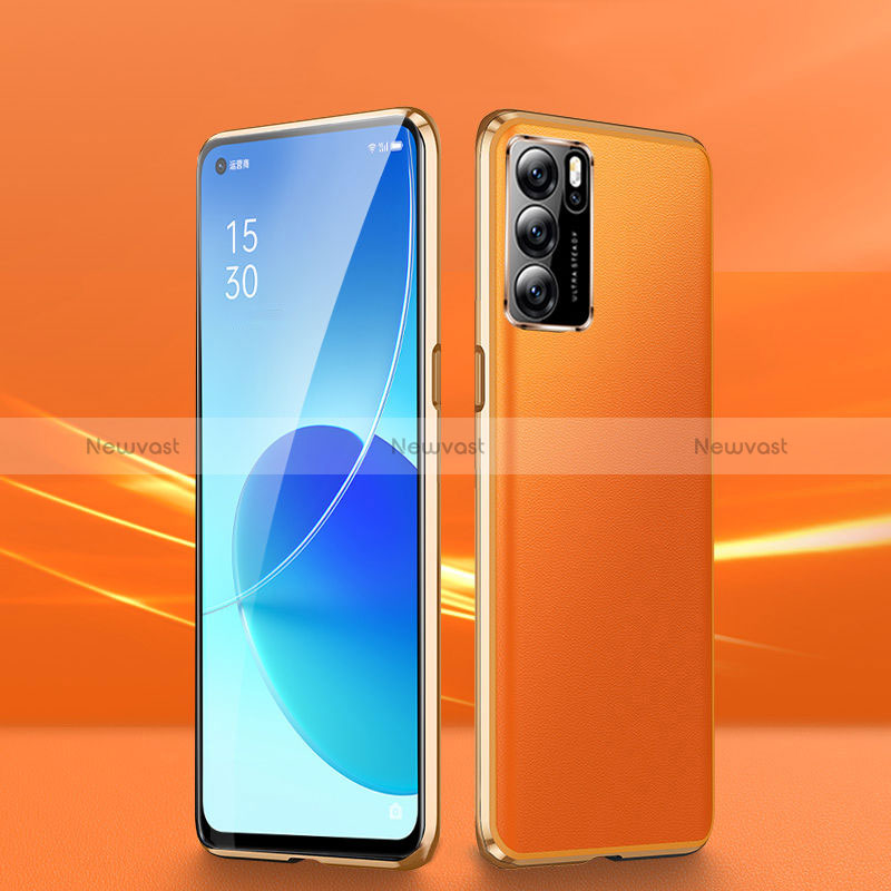 Luxury Aluminum Metal Cover Case 360 Degrees P01 for Oppo Reno6 5G Orange