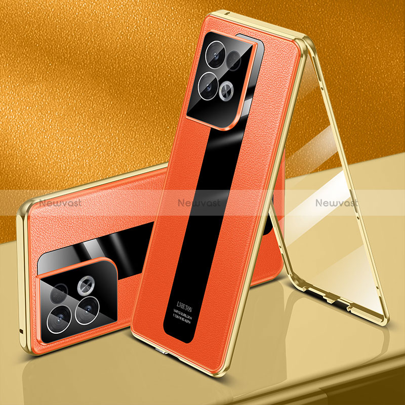 Luxury Aluminum Metal Cover Case 360 Degrees P01 for Oppo Reno8 5G Orange