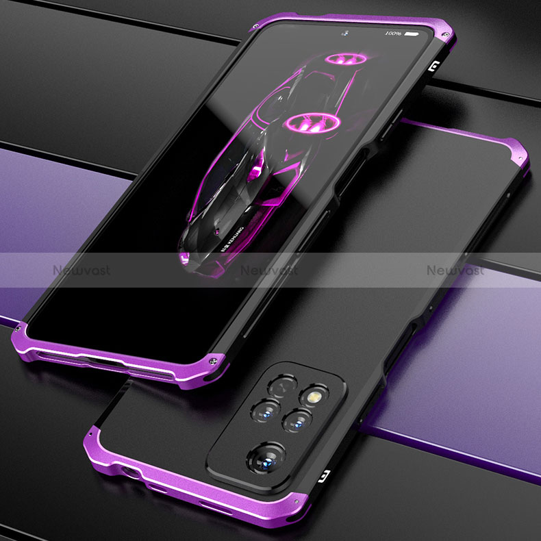 Luxury Aluminum Metal Cover Case 360 Degrees P01 for Xiaomi Poco X4 NFC Purple