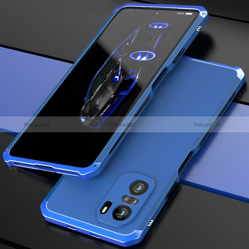 Luxury Aluminum Metal Cover Case 360 Degrees P01 for Xiaomi Redmi K40 5G Blue