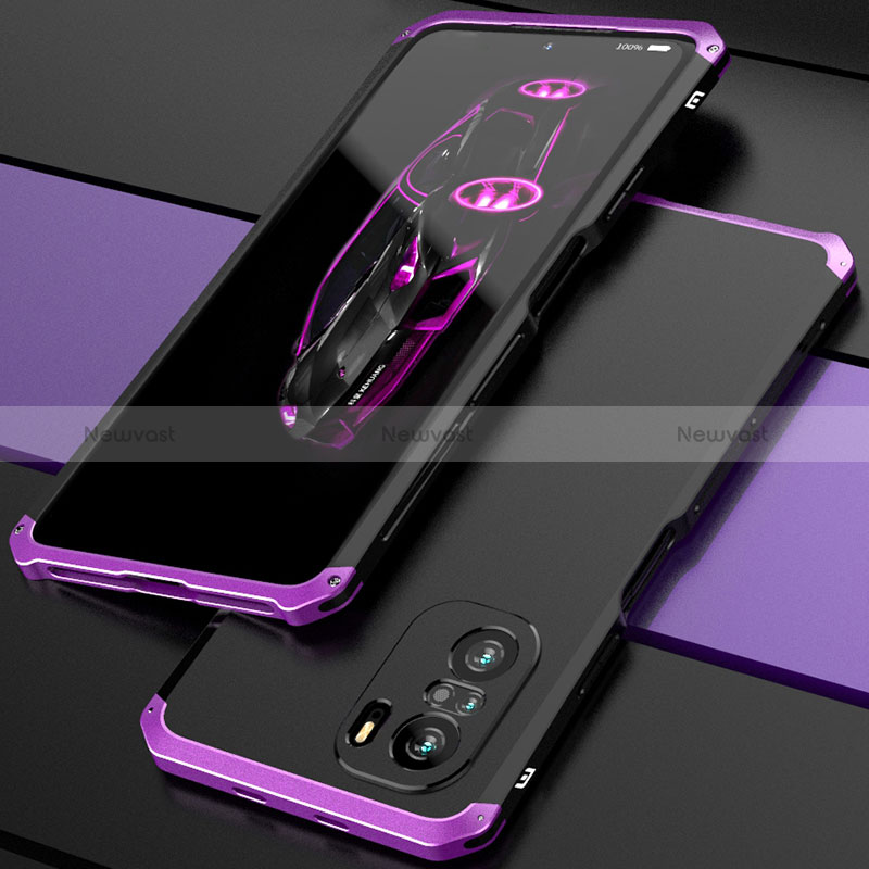 Luxury Aluminum Metal Cover Case 360 Degrees P01 for Xiaomi Redmi K40 5G Purple