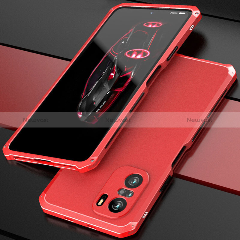 Luxury Aluminum Metal Cover Case 360 Degrees P01 for Xiaomi Redmi K40 5G Red