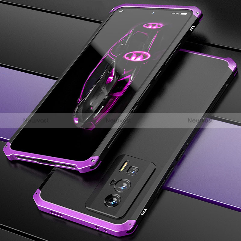 Luxury Aluminum Metal Cover Case 360 Degrees P01 for Xiaomi Redmi K60 5G Purple