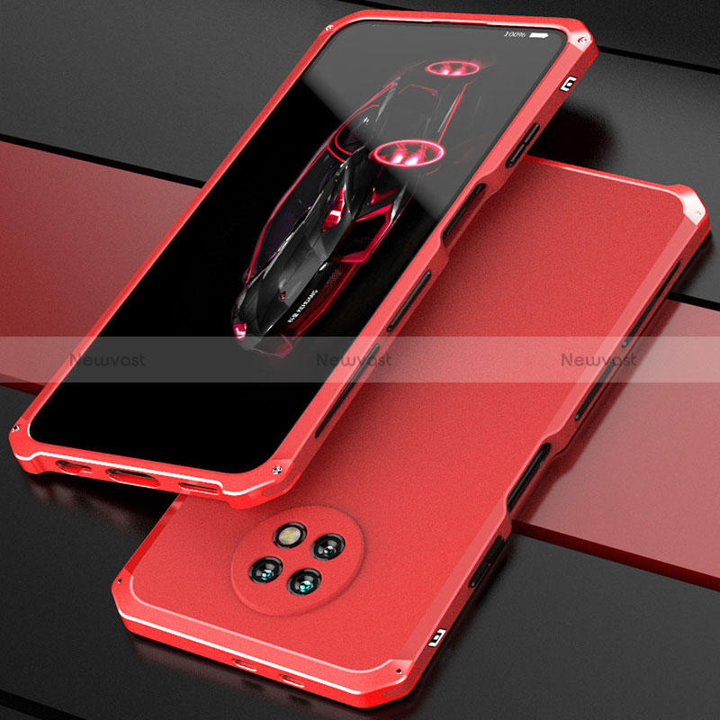 Luxury Aluminum Metal Cover Case 360 Degrees P01 for Xiaomi Redmi Note 9 5G Red