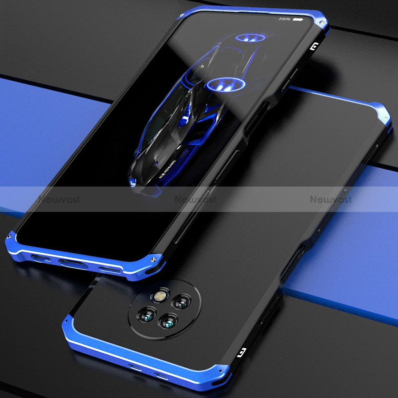 Luxury Aluminum Metal Cover Case 360 Degrees P01 for Xiaomi Redmi Note 9T 5G Blue and Black