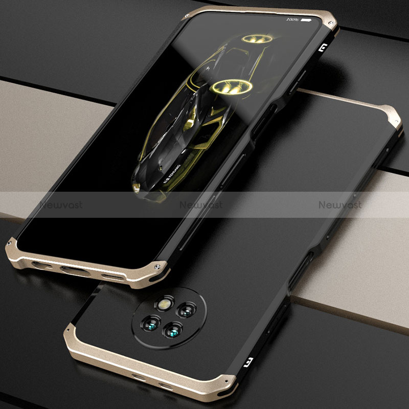 Luxury Aluminum Metal Cover Case 360 Degrees P01 for Xiaomi Redmi Note 9T 5G Gold and Black