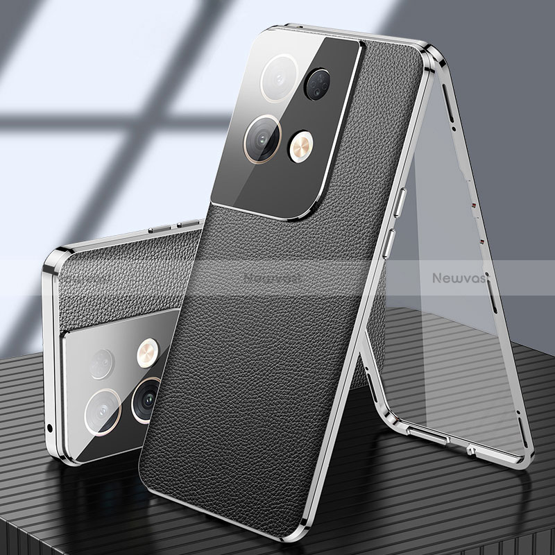 Luxury Aluminum Metal Cover Case 360 Degrees P02 for Oppo Reno9 5G Black