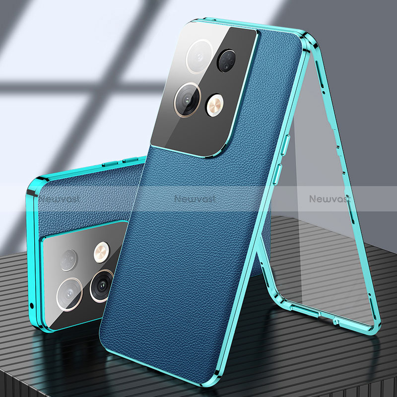 Luxury Aluminum Metal Cover Case 360 Degrees P02 for Oppo Reno9 Pro+ Plus 5G Blue