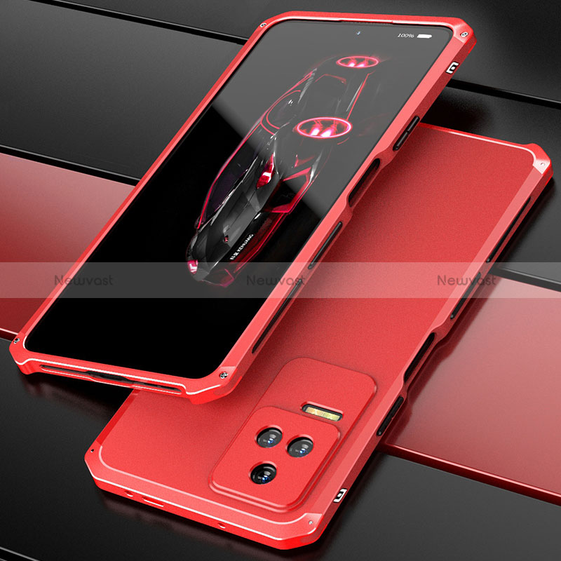 Luxury Aluminum Metal Cover Case 360 Degrees P02 for Xiaomi Redmi K50 5G Red