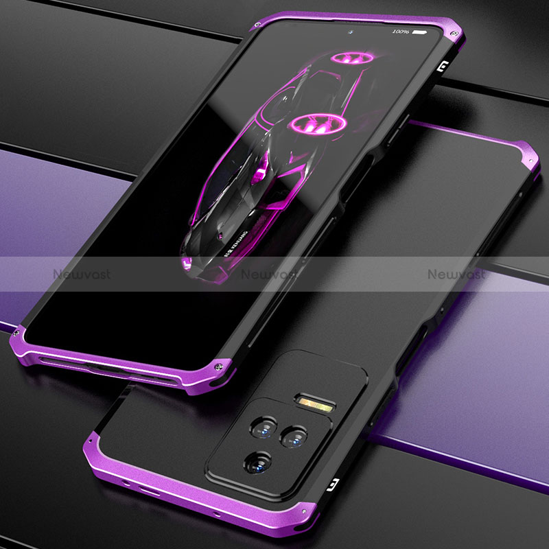 Luxury Aluminum Metal Cover Case 360 Degrees P02 for Xiaomi Redmi K50 Pro 5G Purple