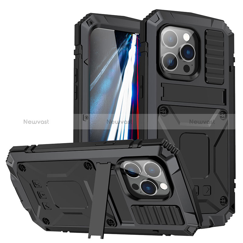 Luxury Aluminum Metal Cover Case 360 Degrees RJ1 for Apple iPhone 13 Pro Black